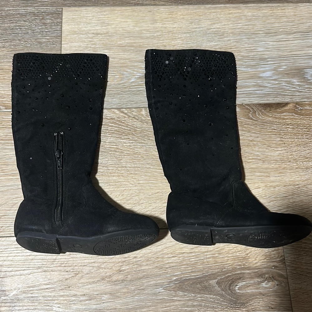 GB Girls Splarkle suede boots.  Black.